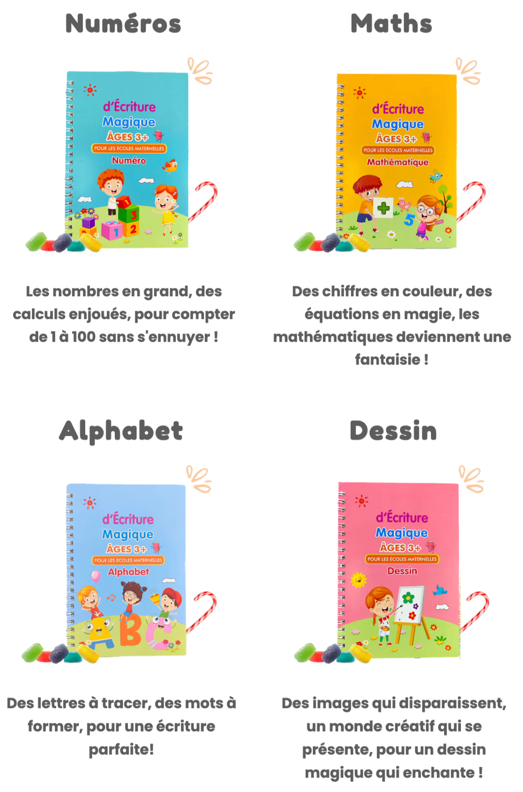 4 cahiers d'écriture magiques 3 ans et plus