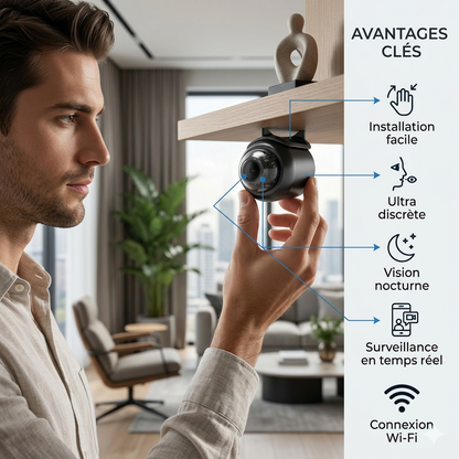 Caméra de sécurité intérieure WiFi X5 HD 1080P- AVEC MICRO POUR SAVOIR CE QUI SE PASSE EN VOTRE ABSENCE